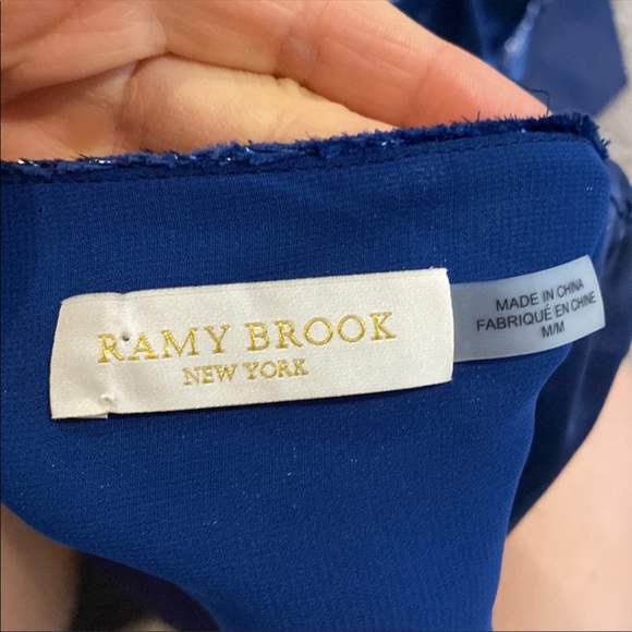 Ramy Brook Lori navy velvet cinched waist Mini Halter dress - Picture 8 of 9